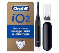 Oral-B Ensemble Brosse A Dents Electrique iO 2 Noire Et Lot De 2 Brossettes De Rechange Oral B iO Ultimate Clean, AUTHENTIQUES, Brossage Souple Avec 3 Modes, Embouts Ronds, Etui Et Chargeur Compris