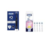 Oral-B Ensemble Brosse A Dents Electrique iO 2 Noire Et Lot De 4 Brossettes De Rechange Oral B Gentle Care, AUTHENTIQUES, Brossage Souple Avec 3 Modes De Nettoyage, Embouts Pour Gencives Sensibles