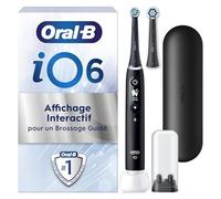 Oral-B Ensemble Brosse A Dents Electrique iO 6 Noire Et Lot De 2 Brossettes De Rechange Oral B Gentle Care, AUTHENTIQUES, 5 Modes De Brossage Dont Blancheur, Embouts Souples Pour Gencives Sensibles