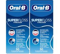 Oral-B Fil Dentaire Avec Enfileur Pour Nettoyer Les Appareils Orthodontiques Et Les Bagues, Extrémité Rigide Pour Passer Sous Les Appareils Dentaires, Fil Dentaire Oral B Spongieux, 50 Brins