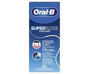 Oral-B Fil Dentaire Avec Enfileur Pour Nettoyer Les Appareils Orthodontiques Et Les Bagues, Extrémité Rigide Pour Passer Sous Les Appareils Dentaires, Fil Dentaire Oral B Spongieux, 50 Brins
