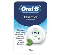 Oral-B Fil Dentaire Essential Pour Nettoyage Interdentaire, Ciré Pour Les Espaces Etroits, Saveur Menthe, Rouleau De 50 m Pour Des Soins Bucco-Dentaires
