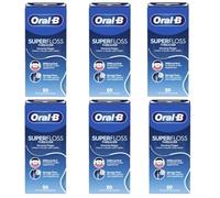 Oral-B Fil-dentaire Super Floss - Goût de menthe - 50 fils précoupés (Lot de 6)