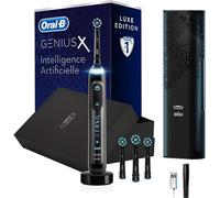 Oral-B Genius X Luxury Brosse à Dents Électrique Rechargeable avec 1 Manche Intelligence Artificielle, Anthracite, 4 Brossettes et 1 Étui de Voyage Premium Offert