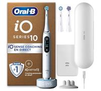 Oral-B iO 10 Brosse A Dents Electrique Blanche, Coaching Et Contrôle De Pression, 7 Modes De Nettoyage Avec Soin Des Gencives Et Douceur, 3 Brossettes De Rechange Oral B, Chargeur, Etui De Voyage