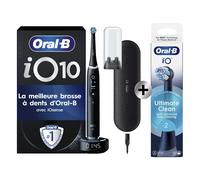 Oral-B iO10 Brosse à Dents Électrique Black - 7 Modes de Brossage dont Blancheur et Soin des Gencives, Capteur de Pression, Batterie Rechargeable, Coach de Brossage, Etui de Voyage Chargeur
