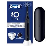 Oral-B iO 2 Brosse A Dents Electrique Noire Pour Adultes, 3 Modes De Nettoyage, Doux Pour Gencives, Brossage Souple, Accessoires, Brossette Oral B De Rechange, Porte-Brossettes, Etui De Voyage