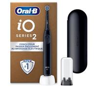 Oral-B iO 2 Brosse A Dents Electrique Noire Pour Adultes, 3 Modes De Nettoyage, Doux Pour Les Gencives, Brossage Souple, Accessoires, Brossette Oral B De Rechange, Chargeur, Etui De Voyage