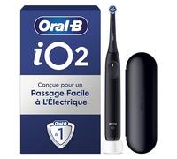 Oral-B iO 2 Brosse A Dents Electrique Noire Pour Adultes, 3 Modes De Nettoyage, Doux Pour Les Gencives, Brossage Souple, Accessoires, Brossette Oral B De Rechange, Chargeur, Etui De Voyage