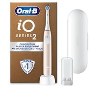 Oral-B iO 2 Brosse A Dents Electrique Rose Clair Pour Adultes, 3 Modes De Nettoyage, Doux Pour Les Gencives, Brossage Souple, Accessoires, Brossette Oral B De Rechange, Chargeur, Etui De Voyage