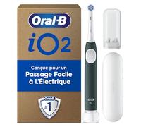 Oral-B iO 2 Brosse A Dents Electrique Vert Forêt Pour Adultes, 3 Modes De Nettoyage, Doux Pour Les Gencives, Brossage Souple, Accessoires, Brossette Oral B De Rechange, Chargeur, Etui De Voyage