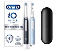 Oral-B iO 3 Lot De 2, Brosses À Dents Électriques Noire et Bleue, 2 Brossettes, 1 Étui De Voyage