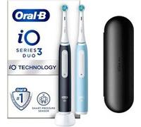 Oral-B iO 3 Lot De 2, Brosses À Dents Électriques Noire et Bleue, 2 Brossettes, 1 Étui De Voyage