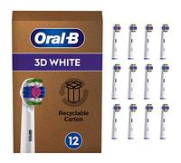 Oral-B iO 3D White, Brossettes de Rechange (Pack de 12), Embout, Brosse à Dents Électrique, Format Spécial Boîte Aux Lettres, Carton Recyclable, Blanc