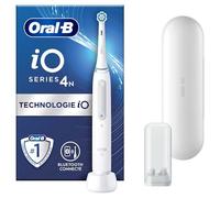 Oral-B iO 4 Brosse À Dents Électrique, 1 Manche Blanc, Le Capteur De Pression Pour Protéger Les Gencives, Des Accessoires, 1 Brossette Ronde De Rechange, 1 Chargeur, 1 Étui De Voyage
