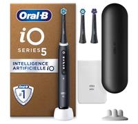 Oral-B iO 5 Brosse À Dents Électrique, Un Capteur De Pression Pour Protéger Les Gencives Et Les Dents Sensibles, Avec 3 Brossettes Douces De Rechange, 1 Chargeur Blanc, 5 Modes De Nettoyage, Noire