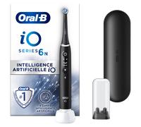 Oral-B Brosse A Dents Electrique iO 6 Noire, 5 Modes De Brossage Dont Blancheur Et Soin Des Gencives, Capteur De Pression, Ecran Interactif, 2 Brossettes De Rechange Oral B, Etui De Voyage