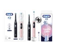Oral-B Brosses A Dents Electriques iO6 Duo Noire Et Rose, 5 Modes Dont Blancheur Et Soin Des Gencives, Capteur De Pression, Ecran Interactif, 3 Brossettes De Rechange Oral B