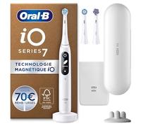 Oral-B iO 7 Brosse À Dents Électrique Blanche, Un Capteur De Pression Pour Protéger Les Gencives Sensibles, Des Accessoires, 2 Brossettes De Rechange, 1 Chargeur, 1 Étui De Voyage, Emballage En Carton