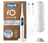 Oral-B iO 7 Brosse À Dents Électrique Blanche, Un Capteur De Pression Pour Protéger Les Gencives Sensibles, Des Accessoires, 2 Brossettes De Rechange, 1 Chargeur, 1 Étui De Voyage, Emballage En Carton