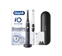 Oral-b io 7 - duo avec etui de voyage premium - noire et blanche - brosses à dents électriques