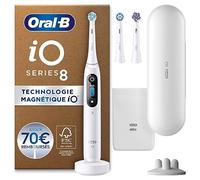 Oral-B iO 8 Brosse À Dents Électrique Blanche, Un Capteur De Pression Pour Protéger Les Gencives Sensibles, Des Accessoires, 2 Brossettes De Rechange, 1 Chargeur, 1 Étui De Voyage, Emballage En Carton