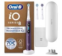 Oral-B iO 8 Brosse À Dents Électrique Blanche, Un Capteur Signalant Le Pression Pour Protéger Les Gencives, Des Accessoires, 2 Brossettes De Rechange, 1 Chargeur, 1 Étui De Voyage, Emballage En Carton