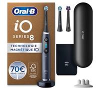 Oral-B iO 8 Brosse À Dents Électrique Noire, Un Capteur De Pression Pour Protéger Les Gencives Sensibles, Des Accessoires, 2 Brossettes De Rechange, 1 Chargeur, 1 Étui De Voyage, Emballage En Carton