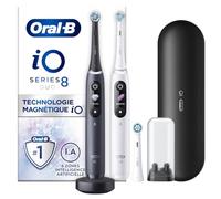 Oral-B iO 8 Duo Brosses À Dents Électriques Pour Adultes, Blanche Et Noire, 6 Modes De Brossage Avec Blancheur, Douceur Et Soin Des Gencives, 3 Brossettes De Rechange, 1 Chargeur, 1 Étui De Voyage