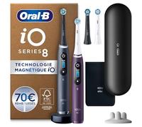 Oral-B iO 8 Duo Brosses À Dents Électriques Pour Adultes, Capteur De Pression, Brossette Gentle Care Pour Protéger Des Dents, Mode Soin Des Gencives, 1 Chargeur, 4 Embouts, 1 Étui De Voyage, En Carton