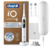 Oral-B iO 9 Brosse à Dents Électrique Blanche, 3 Brossettes, 1 Étui de Voyage Chargeur