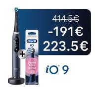 Oral-B iO 9 Brosse à Dents Électrique Noire + Brossettes iO Gentle Care Noires, Lot de 4