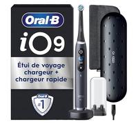 Brosse À Dents Électrique Oral-B iO 9 - Noire - connectée Bluetooth, 1 Brossette, 1 Étui De Voyage Chargeur, 1 Pochette Magnétique