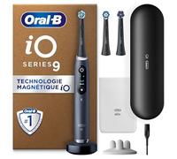 Oral-B iO 9 Brosse À Dents Électrique Noire, Un Capteur De Pression Pour Protéger Les Gencives Sensibles, Des Accessoires, 2 Brossettes De Rechange, 1 Chargeur, 1 Étui De Voyage, Emballage En Carton