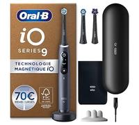 Oral-B iO 9 Brosse À Dents Électrique Noire, Un Capteur De Pression Pour Protéger Les Gencives Sensibles, Des Accessoires, 2 Brossettes De Rechange, 1 Chargeur, 1 Étui De Voyage, 1 Pochette Noire