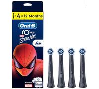 Oral-B iO Kids 6+ Lot de 4 têtes de brosse à dents électrique, motif Marvel Spiderman, pour enfants à partir de 6 ans, douces pour les dents et les gencives, noires
