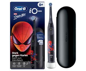 Oral-B iO Kids Spiderman Brosse à dents rotative enfant noire, 3 modes, minuterie 2min, batterie intégrée, IP67, 1 poignée, 1 tête, support app mobile