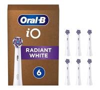 Oral-B iO Radiant White Brossettes Blanches De Rechange, Embouts Ronds S’Adaptant Aux Dents, Éliminent La Plaque Dentaire, Pour Les Brosses Électriques Magnétiques, Emballage Carton, Lot de 6