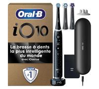 Oral-B iO Série 10 Brosse à Dents Électrique Noire, Coaching Et Contrôle De Pression, Modes Soin Des Gencives Et Douceur, 3 Brossettes Rondes De Rechange, 1 Chargeur, 1 Étui De Voyage, En Carton