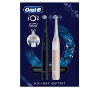 Oral-B iO Series 2 Duo Pack Brosse à dents électrique, avec 2ème manche et 3 brossettes, étui de voyage - 3 modes de brossage pour les soins dentaires, brosse à dents électrique, conçue par marron