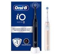 Oral-B iO Series 2 Duo Pack Brosse à Dents Électrique/Brosse à Dents Électrique, 2 Brossettes, 3 Modes de brossage pour Soins Dentaires, Technologie Magnétique Conçu par Braun, Night Black/Calm Pink