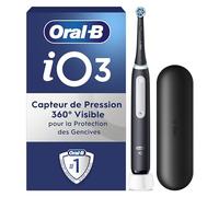 Oral-B iO Series 3 Brosse à dents électrique avec 3 modes de brossage pour les soins dentaires, technologie magnétique, étui de voyage, conçu par Braun, noir mat