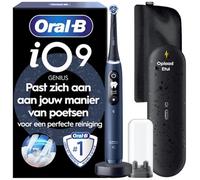 Oral-B iO Series 9 Brosse à dents électrique, avec 1 brosse à dents, étui de voyage de charge, station de charge rapide, 7 modes pour soins dentaires, édition cadeau, conçue par marron, bleu