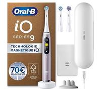 Oral-B iO Series 9 Brosse À Dents Électrique Rose, Un Capteur De Pression Pour Protéger Les Gencives Sensibles, Des Accessoires, 3 Brossettes Rondes De Rechange, 1 Chargeur, 1 Étui De Voyage , Rose