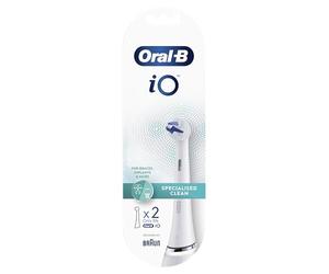 Oral-B iO Specialized Clean Lot de 2 têtes de brosse à dents électrique avec touffes coudées pour enlever la plaque dentaire plus profonde dans les zones difficiles à atteindre Blanc