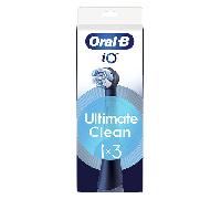 Oral-B Têtes de rechange iO Series Ultimate Clean Black, têtes rondes originales, poils CrissCross, retrait de la plaque, 3