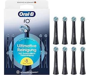 Oral-B iO Ultimate Cleaning Lot de 8 brossettes de rechange pour brosses à | Embout de brosse à dents d'origine pour brosse à dents électrique, nettoyage en profondeur avancé à 360° et élimination de la
