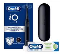 Oral-B iO 2 Brosse A Dents Electrique Noire Pour Adultes, 3 Modes De Nettoyage, Doux Pour Les Gencives, Brossage Souple, Accessoires, Brossette Oral B De Rechange, Chargeur, Etui De Voyage
