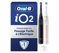 Oral-B iO2 DUO, Brosses À Dents Électriques Noire Et Rose Clair, 2 Brossettes