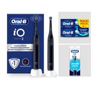 Oral- iO 2 Brosse A Dents Electrique Noire Pour Adultes, 3 Modes De Nettoyage, Doux Pour Les Gencives, Brossage Souple, Accessoires, Brossette Oral B De Rechange, Chargeur